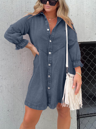 Linda™ Denim Puff Sleeve Dress