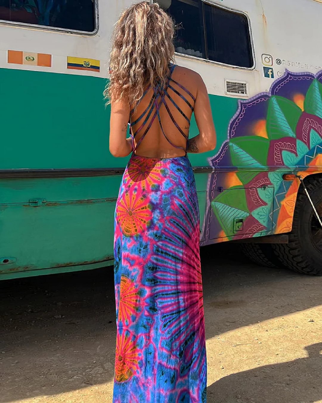 Aaliyah™ Maxi Dress with Tie-Dye Print