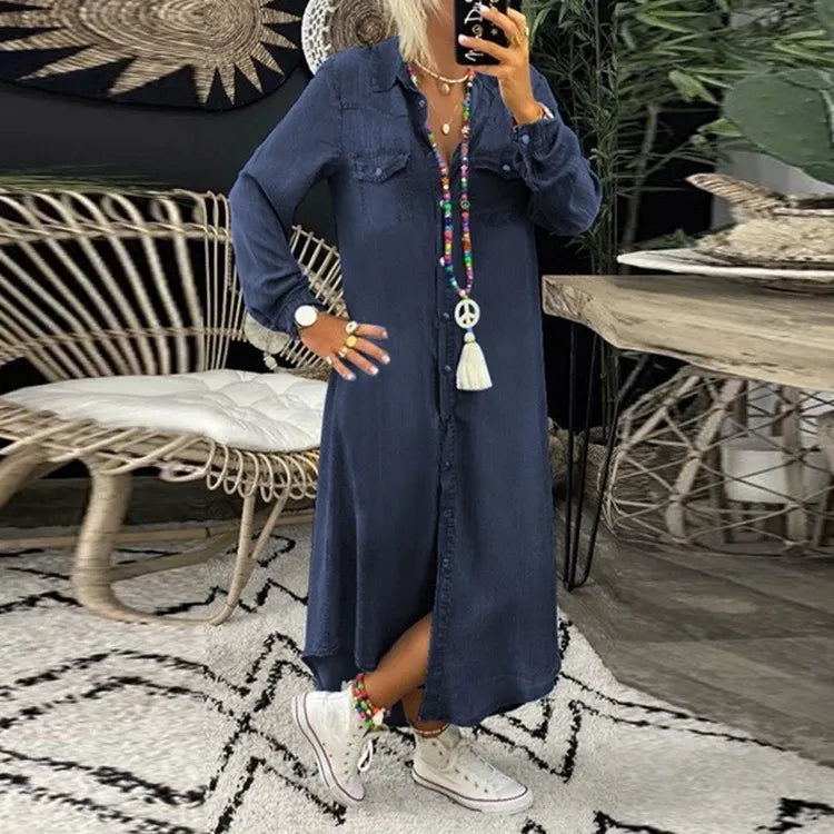 Vena™ Elegant Boho Denim Dress