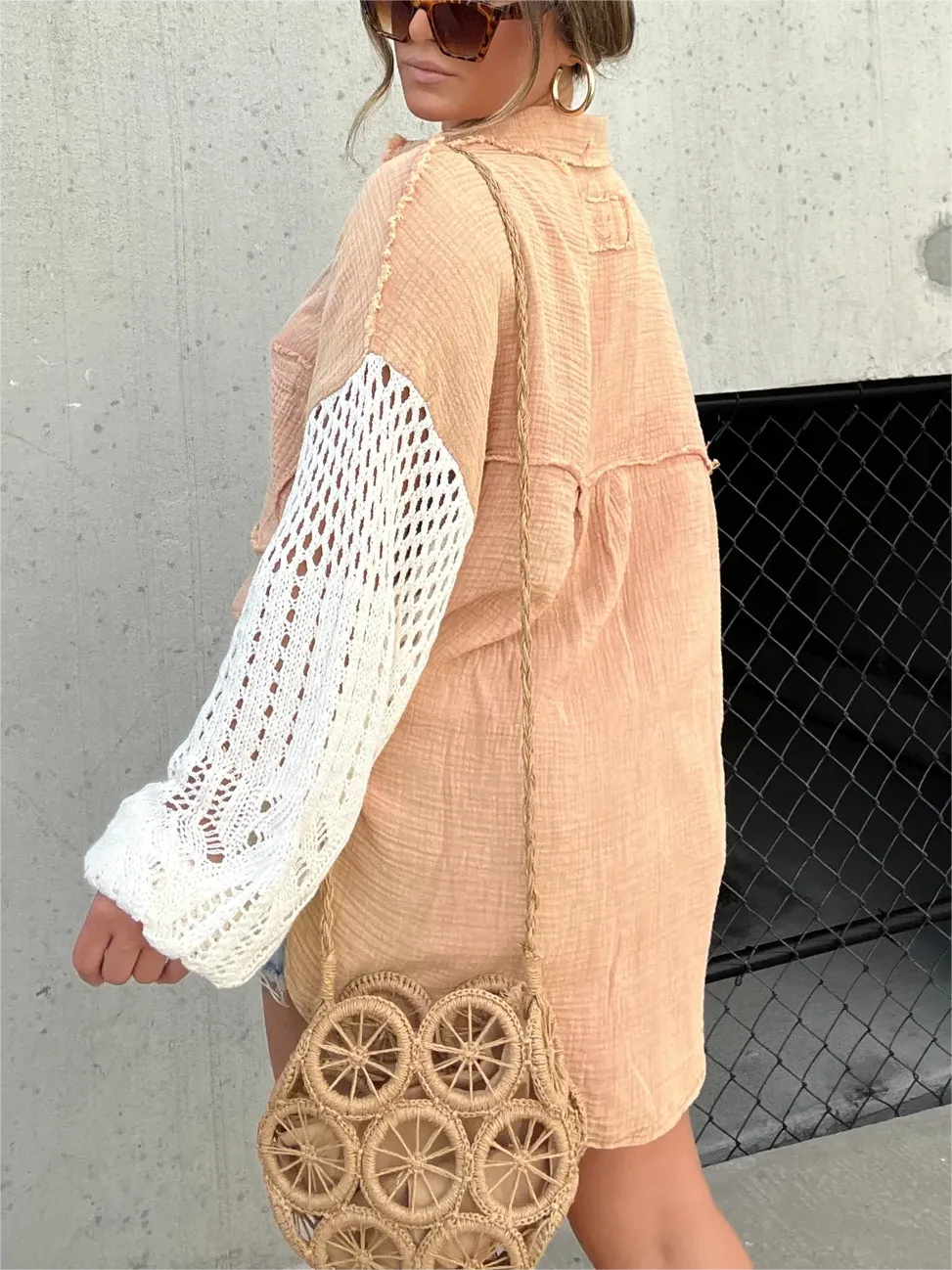 Linette™ Boho Crochet Sleeve Shacket