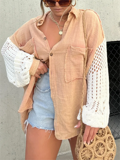 Linette™ Boho Crochet Sleeve Shacket