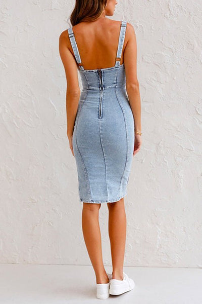 Zara™ Denim Dress with Adjustable Straps